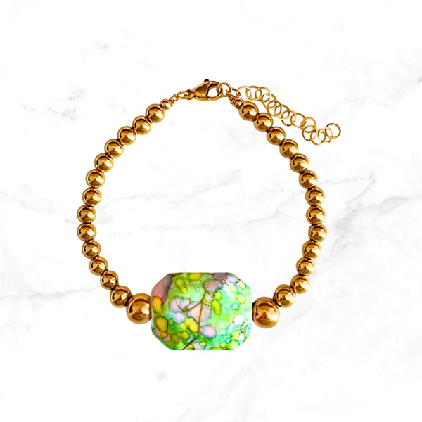 RVS armband Zeshoekig - Groen