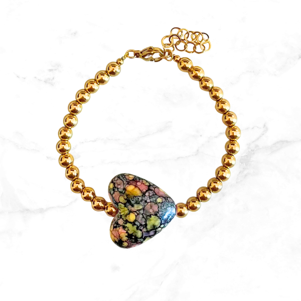 RVS armband Hart L - Zwart