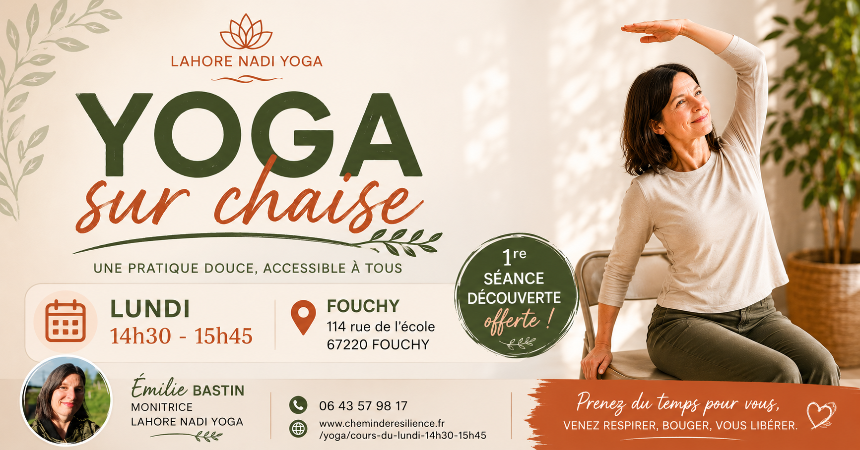 Yoga sur chaise, méditation et relaxation vallée de villé