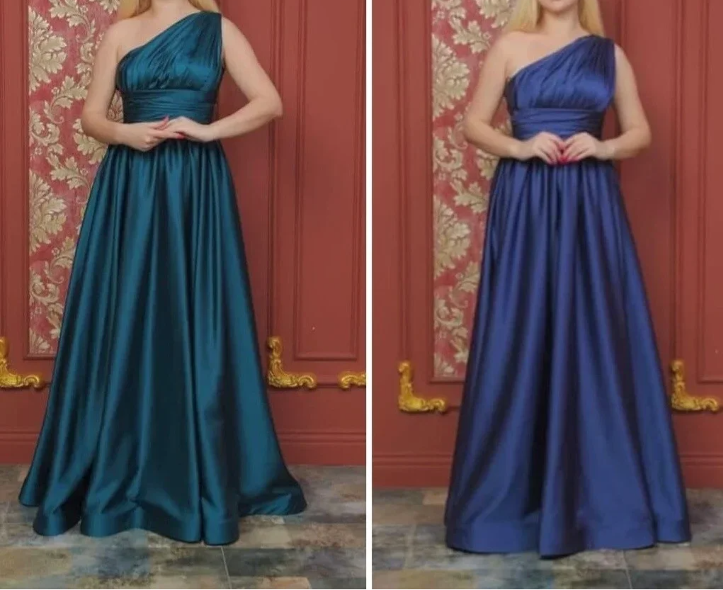 One Shoulder Satin Dress