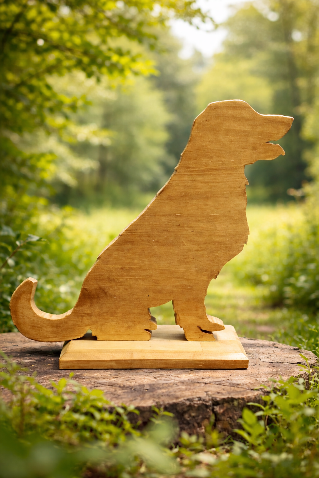 🐕 Sculpture Chien en Bois – Décoration Artisanale en Pin Naturel