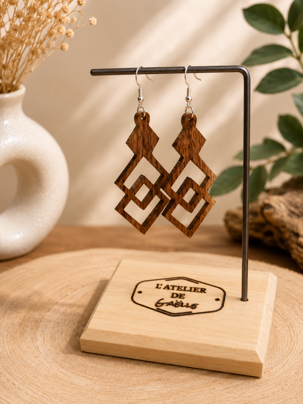 AURELE✨  – Boucles d’oreilles artisanales en bois rose de Patagonie 🌿