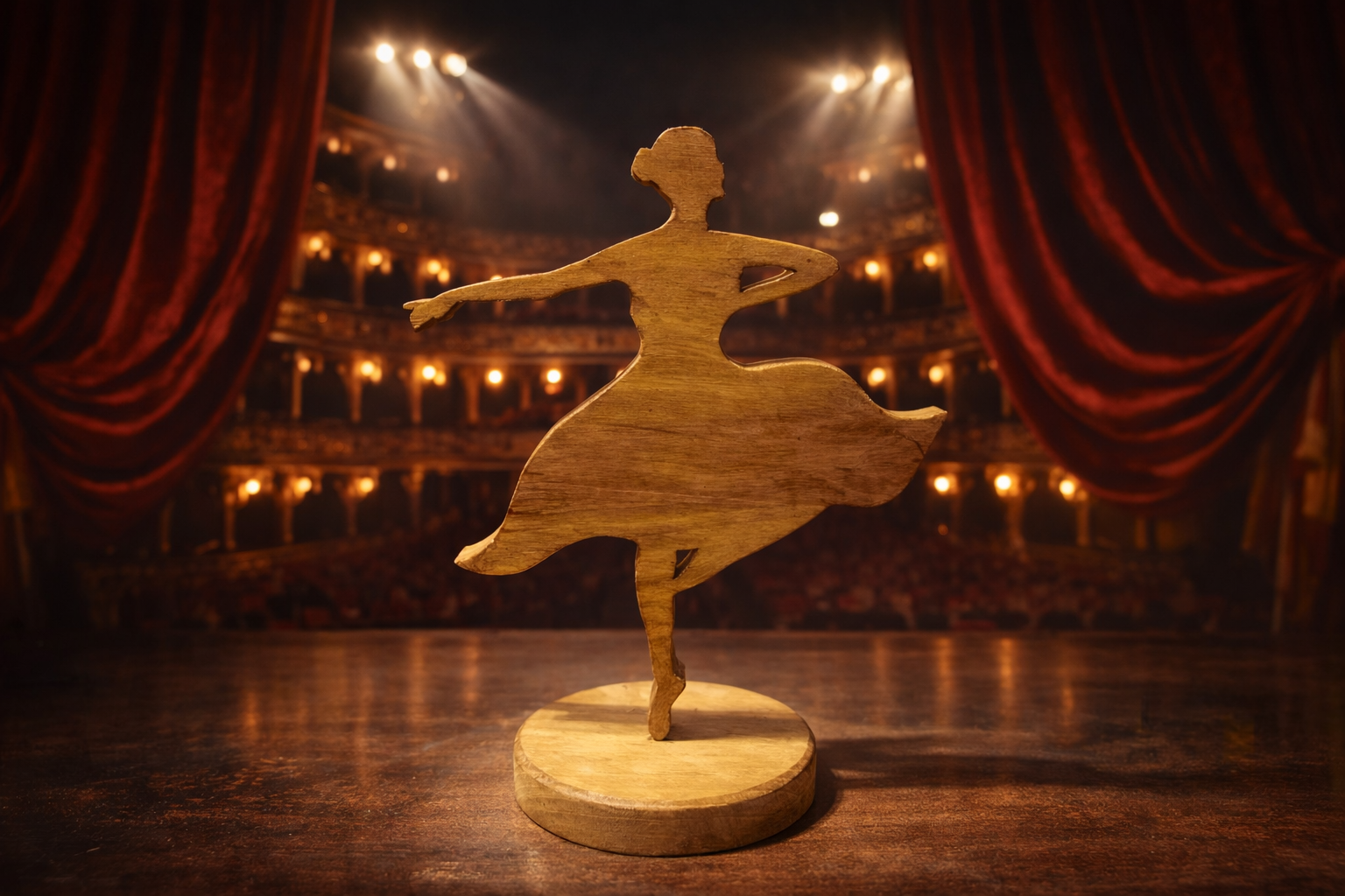 🩰 Danseuse en bois – Sculpture décorative artisanale en pin