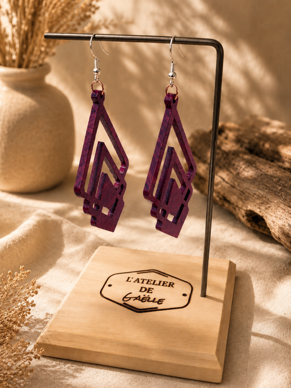 CLAUDINE ✨ Boucles d’oreilles artisanales en bois d’Amarante ✨