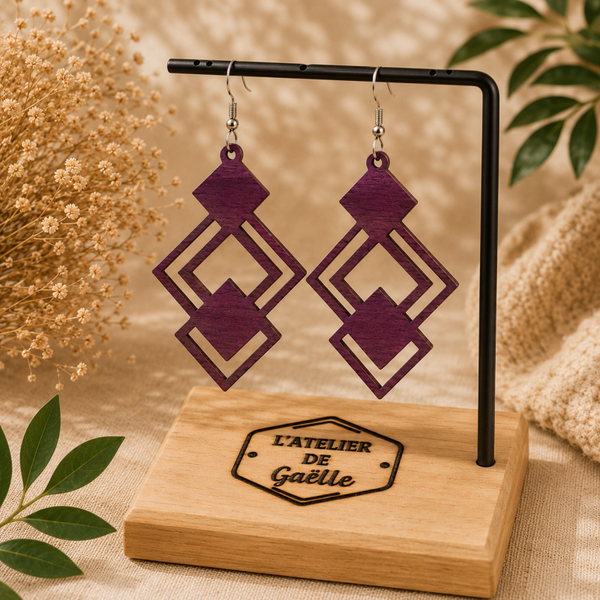EMMA ✨ Boucles d’oreilles en bois d’Amarante – Élégance artisanale & bois exotique 💜🪵