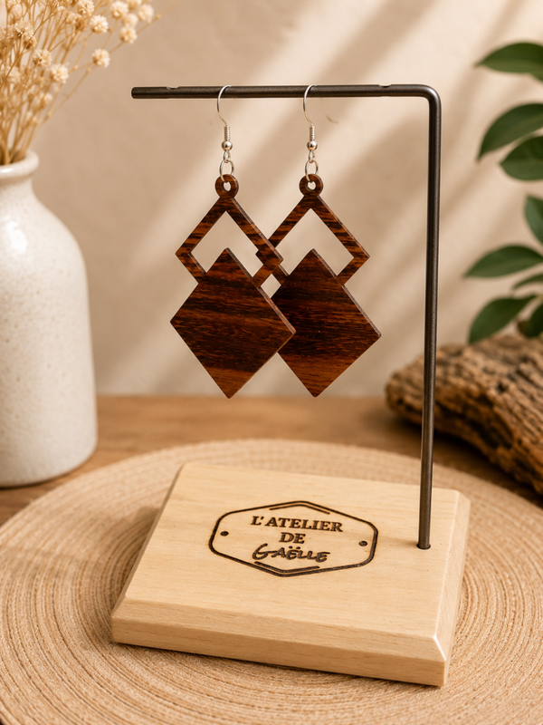 LILIANE ✨ – Boucles d’oreilles artisanales en Gonçalo Alves 🌿🪵