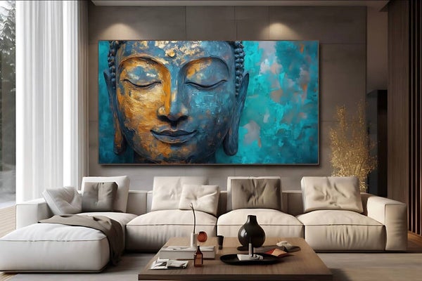 Teal Buddha Face 1017