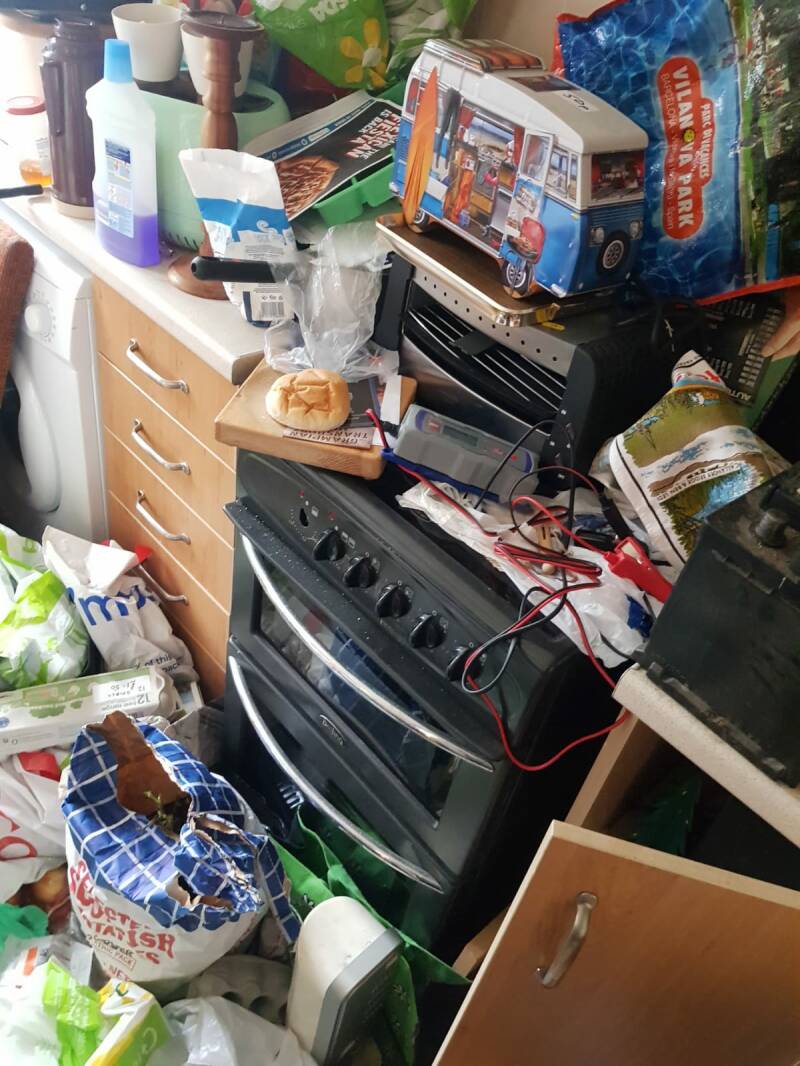 Cluttered messy kitchen