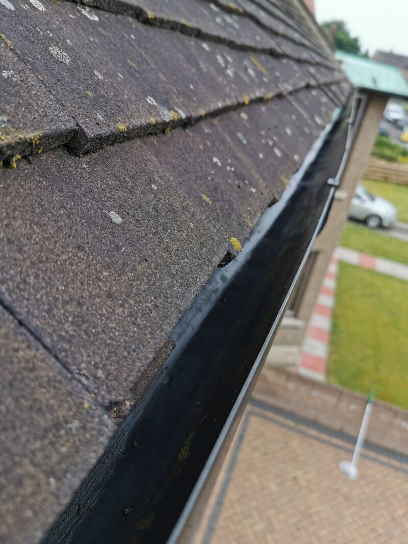 Cleaned roof gutter
