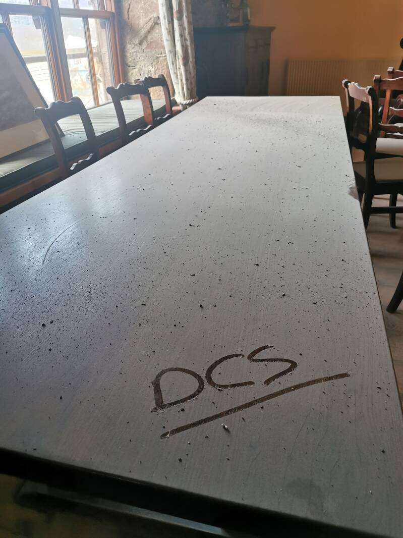 Dust covered table