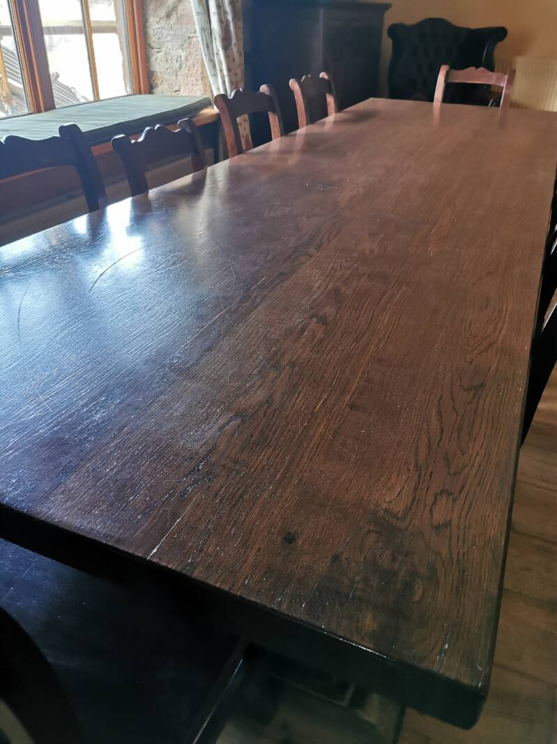 Dusted shiny table