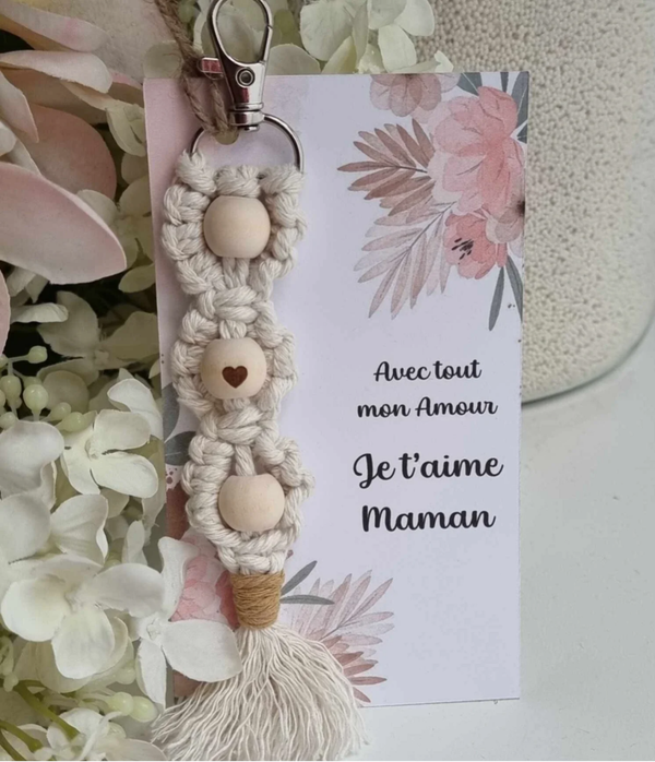 07. Porte-clefs bois et macramé - Sleutelhanger van hout en macramé