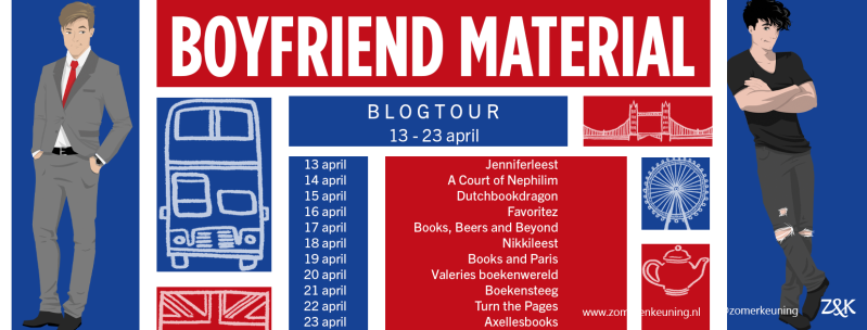 Blogtourbanner Boyfriend Material - Alexis Hall, Zomer&Keuning | recensie door turnthepages.nl