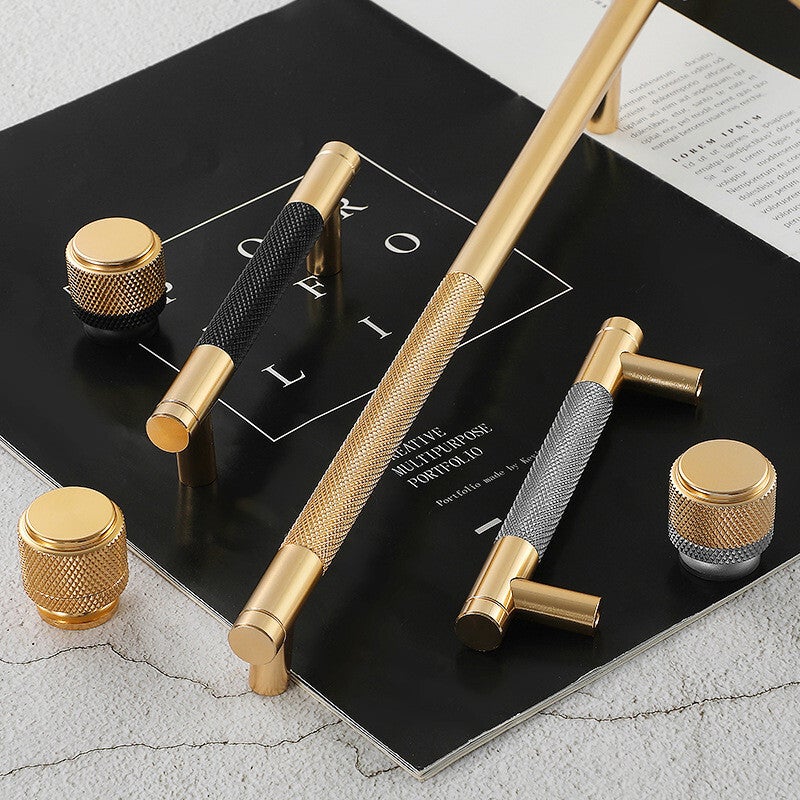 Aluminium Goud/Zwart meubelgrepen