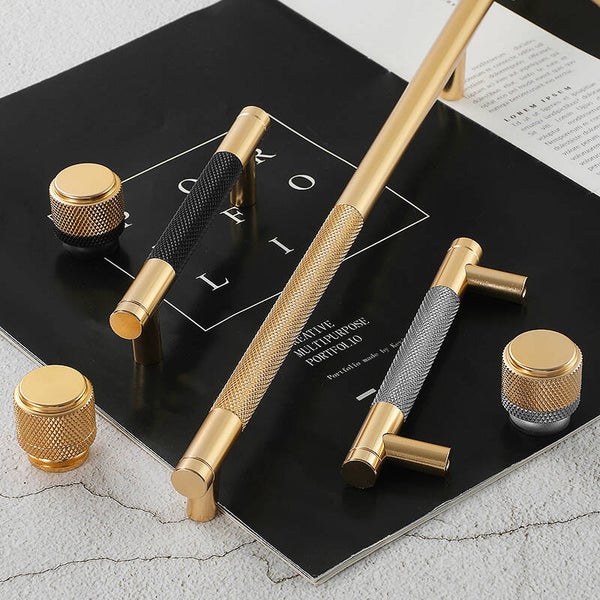 Aluminium Goud/Zwart meubelgrepen