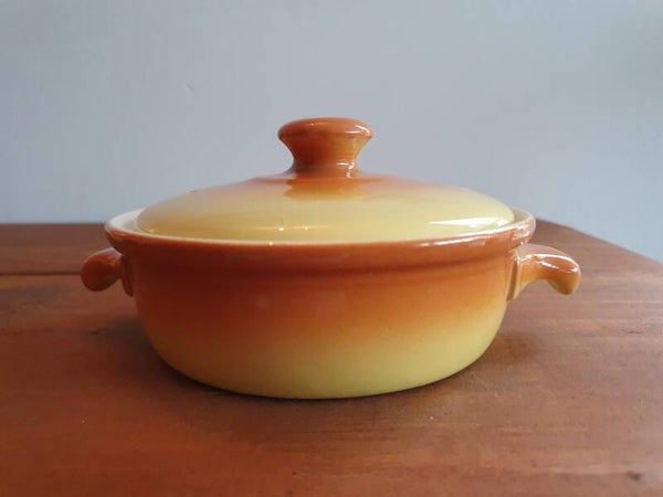 Parafeu - Petrus Regout - Bruin pannetje/ kom met deksel