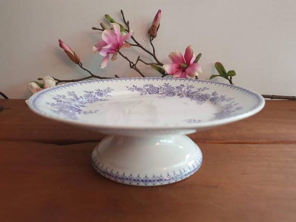 Tazza/ Schaal op voet - Société Céramique Maastricht - Decor Bruges lila