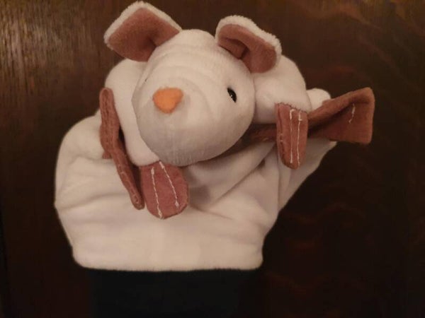 Handpop witte rat/ muis