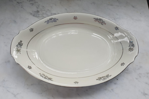 Mosa Broodschaal, decor roos/ zilver