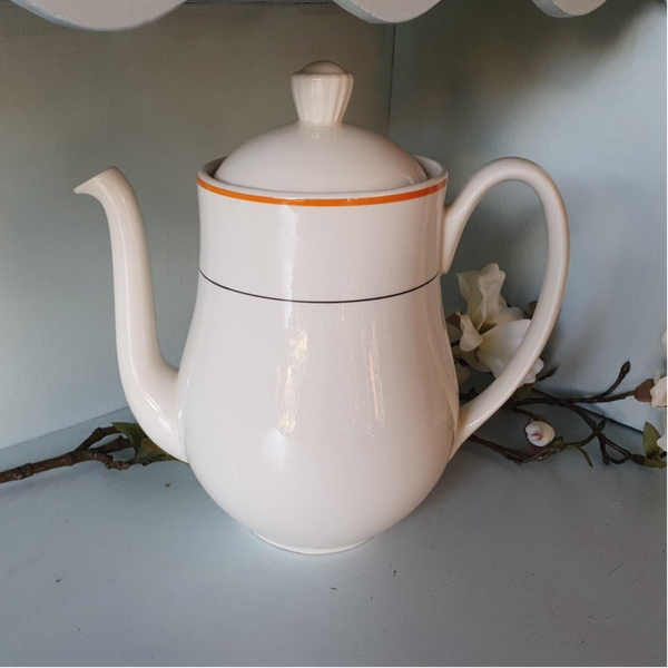 Koffiepot Petrus Regout - Model Zeeland, Decor oranje, zwarte bies