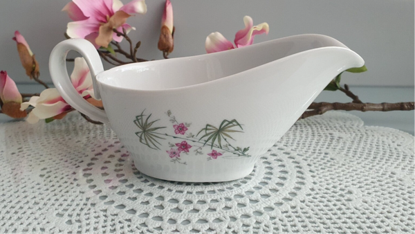 Mosa Sauskom, decor wit met roze bloemetjes/ papyrus