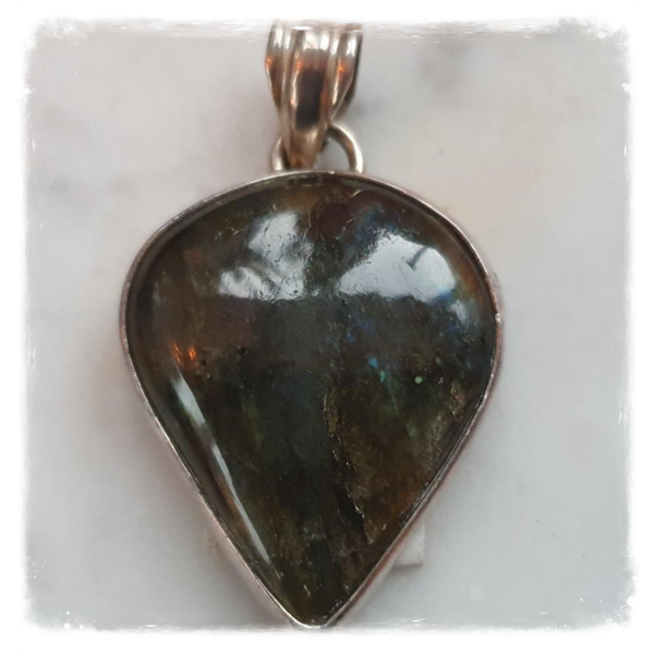 Thomas hanger zilver echt natuursteen groen - Labradorit