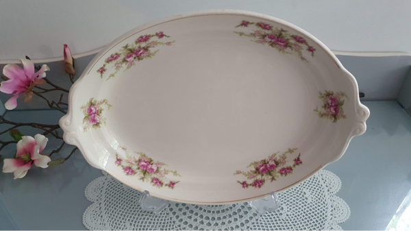 Broodschaal Petrus Regout - Model Boudewijn, Decor dubbel roosje