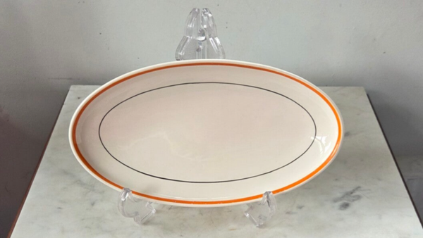 Zuurschaaltje Petrus Regout - Model Zeeland, Decor oranje, zwarte bies