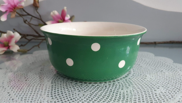 Schaal/ Kom - Petrus Regout - Decor Polka dot groen