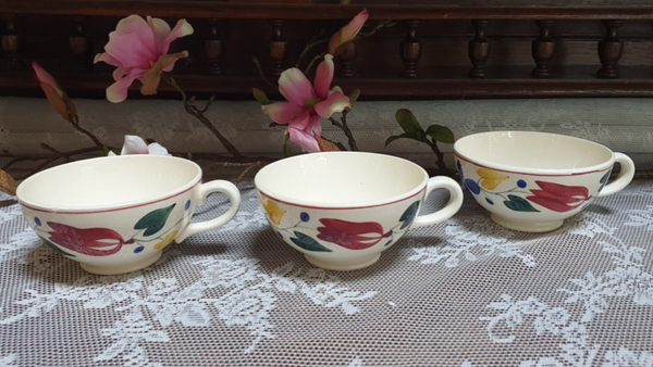 Set van 3 kopjes - Boerenbont decor 417 wit - Société Céramique Maastricht