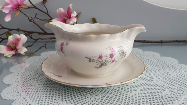 Mosa Sauskom, decor roze bloemetjes/ papyrus