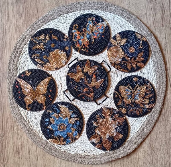 Dessous de verre "Fleurs et Papillons"