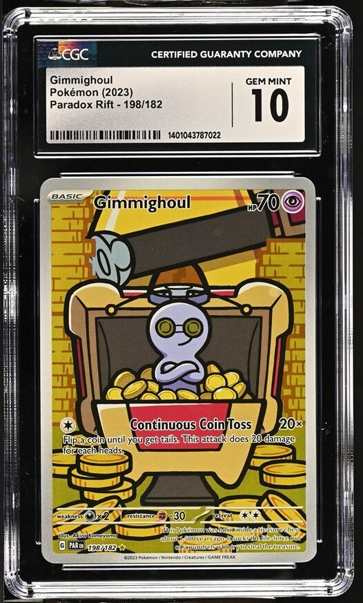 Gimmighoul Pokémon 2023 English Paradox Rift #198/182 – Illustration Rare Holo – CGC Gem Mint 10