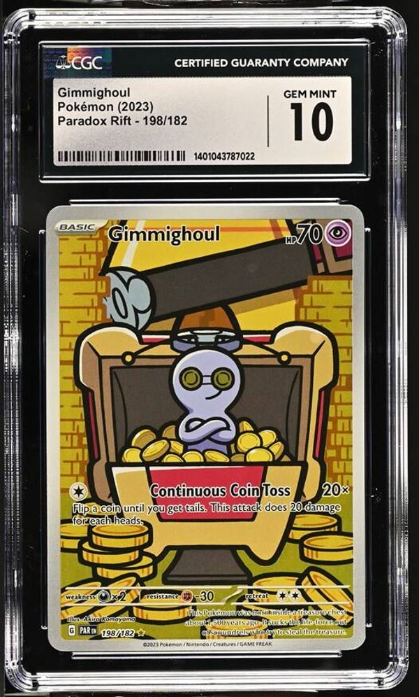 Gimmighoul Pokémon 2023 English Paradox Rift #198/182 – Illustration Rare Holo – CGC Gem Mint 10
