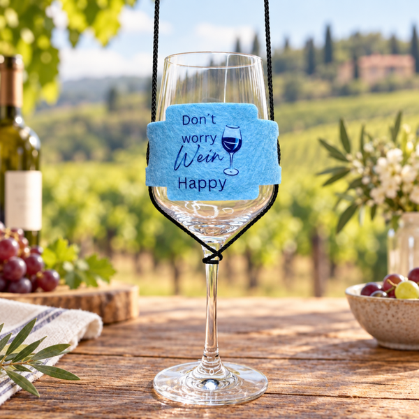 Only for Man: "Für coole Männer und Jungs – 1 cooler Weinglashalter zum Umhängen in Hellblau | DTF Gedruckter Glas Halter | Filz | mit Auswahl an markanten Weinsprüchen"
