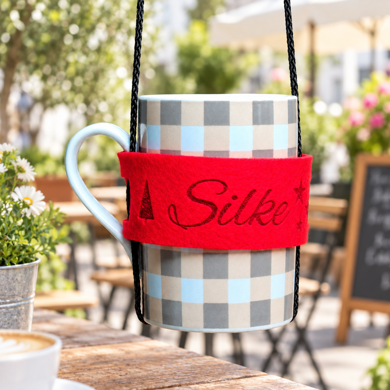 Glühweinbecherhalter / Glas zum Umhängen | Filz | mit und ohne Personalisierung | in 7 Farben