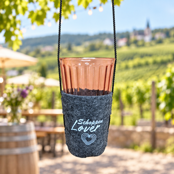 Schoppen Glas Halter "De Lüx" – Sicher, Stylisch & Praktisch! Mit DTF Druck - Spruch Auswahl