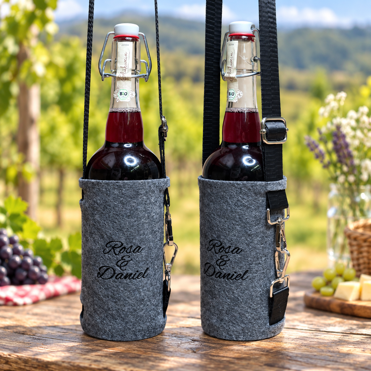 Flaschenhalter in vielen Ausführungen und Farben - Mit und ohne Wunschgravur