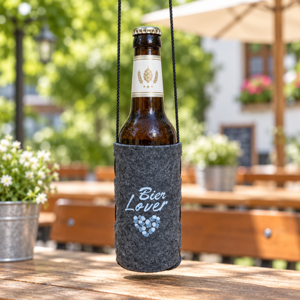Bierflaschenhalter zum Umhängen – Praktisch, Stylisch & Immer Griffbereit! inkl. Spruchauswahl DTF Druck