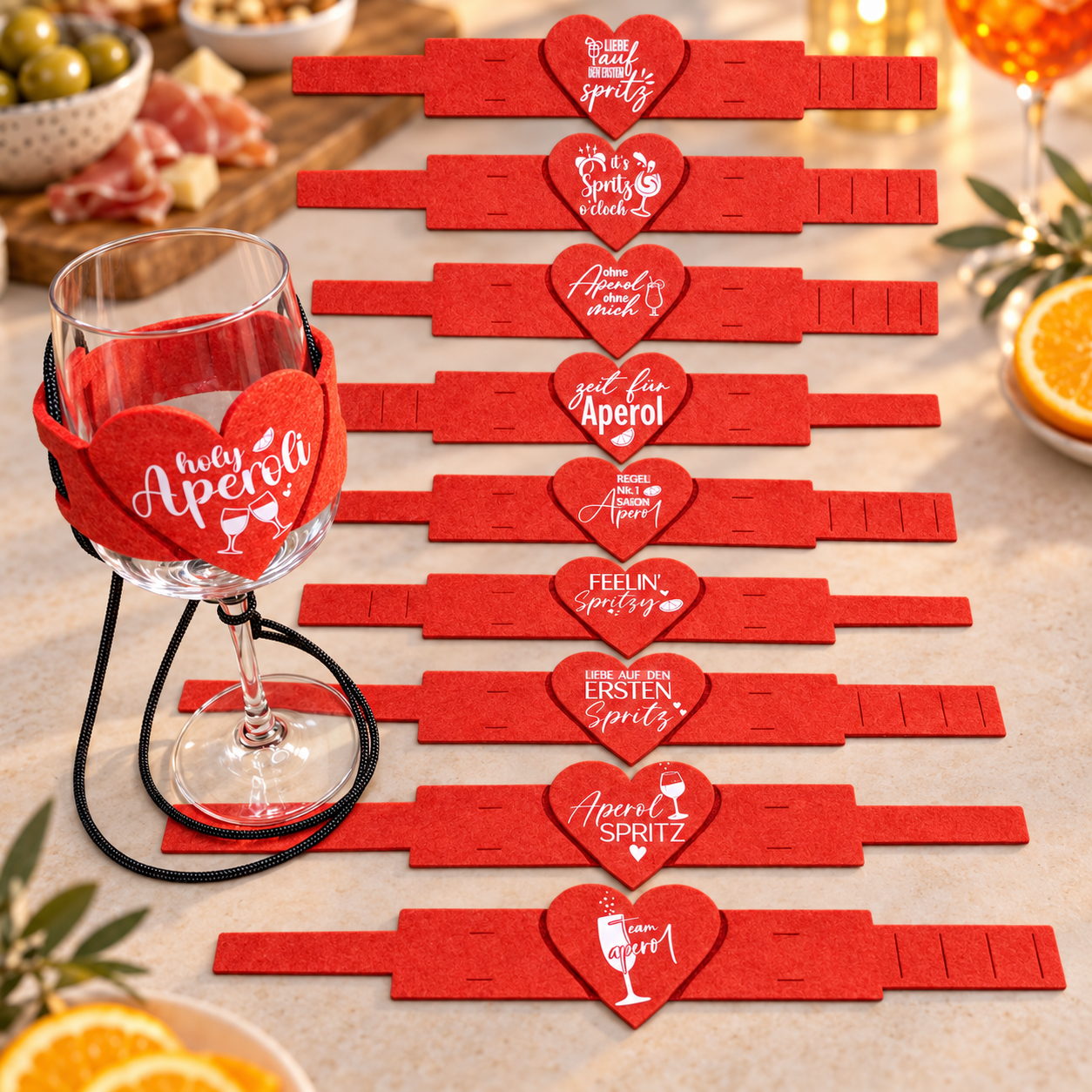 10* Aperol Spritz Weinglas-Halterung DTF Gedruckt