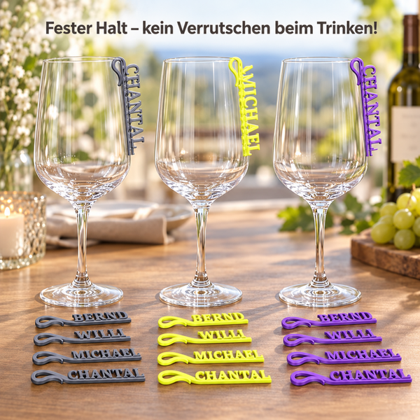 10 Namensschilder für Gläser Personalisiert zum anhängen