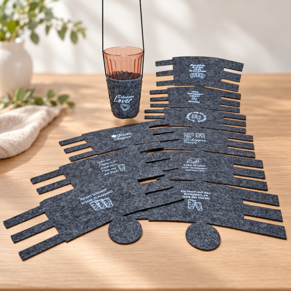 10* Schoppen Glas Halter "De Lüx" – Sicher, Stylisch & Praktisch! Mit DTF Druck