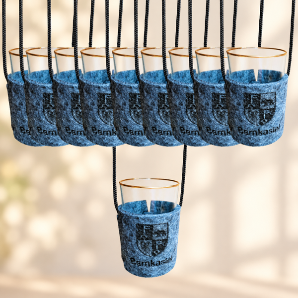 10* Weinglashalter zum Umhängen für Böckling Säntisbecher 0,1 | Glas Halter | Filz | mit und ohne Personalisierung | in Grau