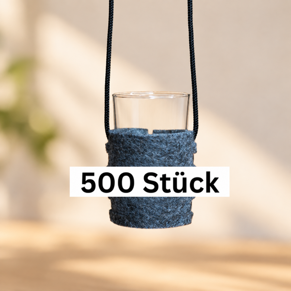 500 Weinglashalter zum Umhängen für Böckling Säntisbecher 0,1 | Glas Halter | Filz | Blanko inkl. Trageschnur
