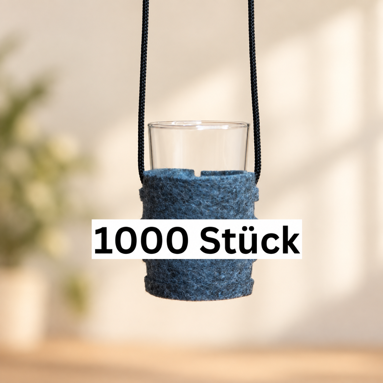 1000 Weinglashalter zum Umhängen für Böckling Säntisbecher 0,1 | Glas Halter | Filz | Blanko inkl. Trageschnur