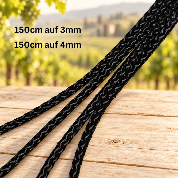 1 - 1000 Stück Ersatz - Trageschnur für - BMB Wein und Becherhalter - geschnitten und verschweißt 150cm/3mm - 150cm/4mm
