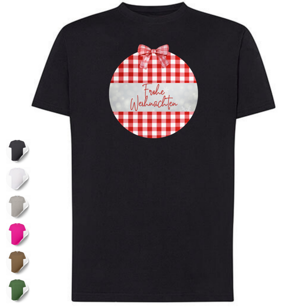T-Shirt BMB Design Unisex in 3 Farben "Frohe Weihnachten Weihnachtskugel" auf Wunsch mit Namen
