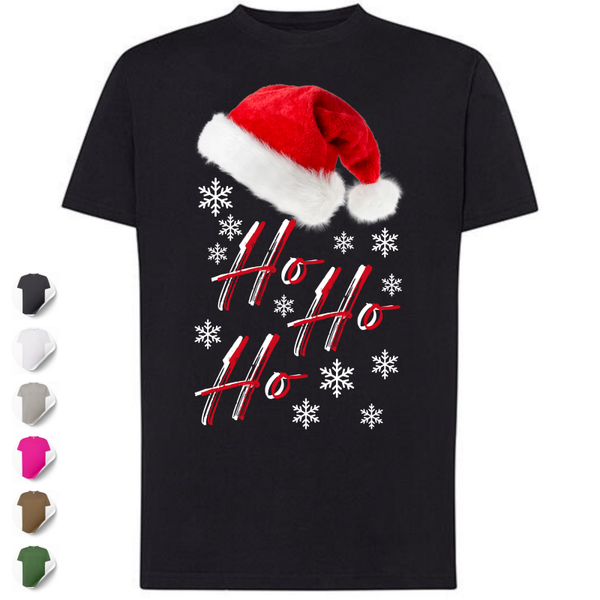 T-Shirt BMB Design Unisex in 3 Farben "Weihnachtsmütze - HoHoHo" auf Wunsch mit Namen
