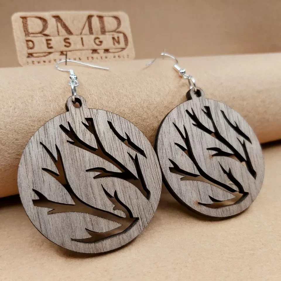 Echtholz Ohrringe | Echtholz Schmuck | "Branches" | Schwarze Walnuss.