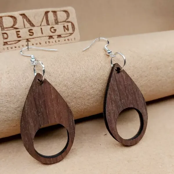 Echtholz Ohrringe | Echtholz Schmuck | "Branches" | Schwarze Walnuss.